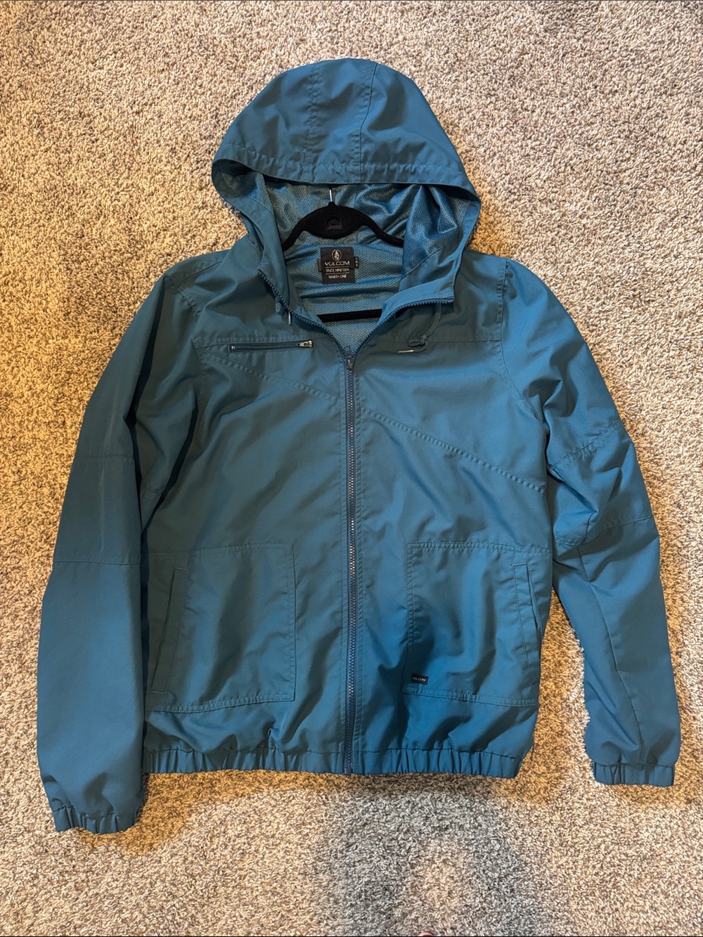 Volcom XL Teal Hooded Windbreaker Women’s Jacket